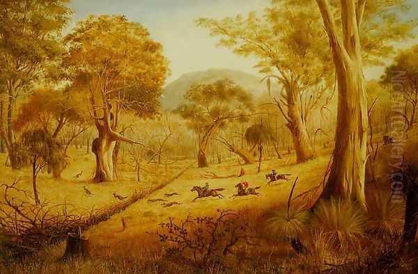 Kangaroo Hunt under Mount Zero Oil Painting by Edward Roper