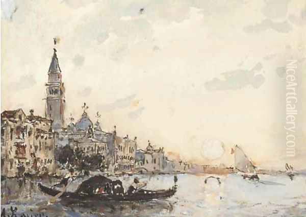 Vue de Venise Oil Painting by Amedee Rosier