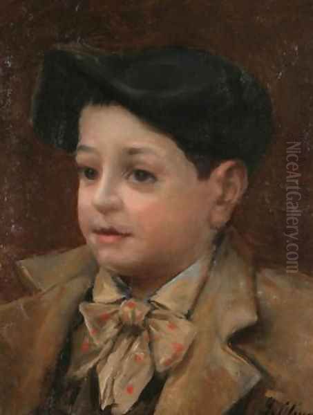 Cabeza de nino Oil Painting by Eugenio Oliva Rodrigo