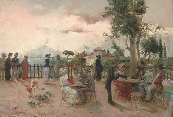 Refreshment on the Neapolitan coast Oil Painting by Eugenio Oliva Rodrigo