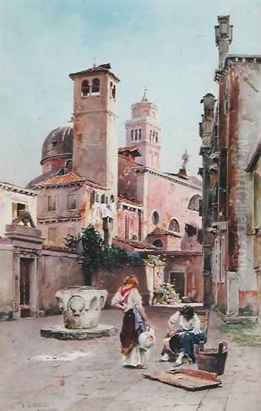 A Piazza in Venice, 1901 Oil Painting by Alexandre Nicolaievitch Roussoff