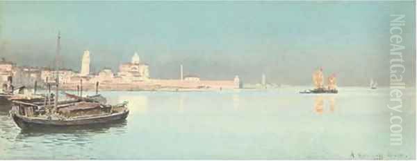 A calm day on the Venetian lagoon Oil Painting by Alexandre Nicolaievitch Roussoff