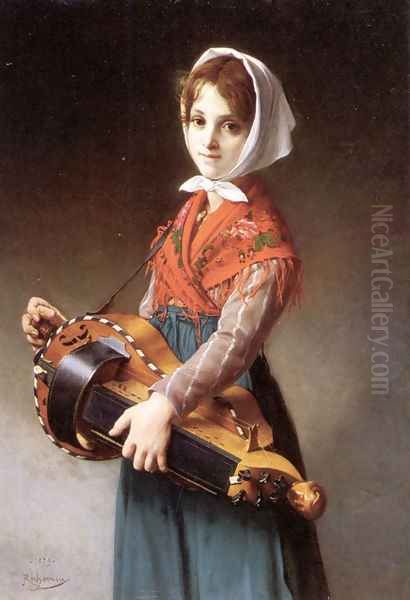 The Hurdy-Gurdy Girl Oil Painting by Jules Richomme