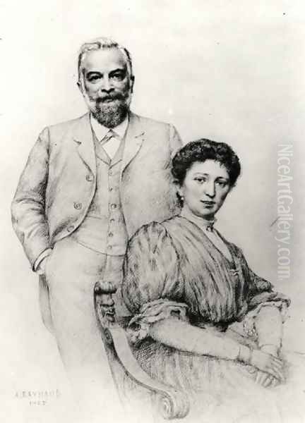 Adolphe Giraudon 1849-1929 and his wife, Claire, 1907 Oil Painting by Auguste Raynaud