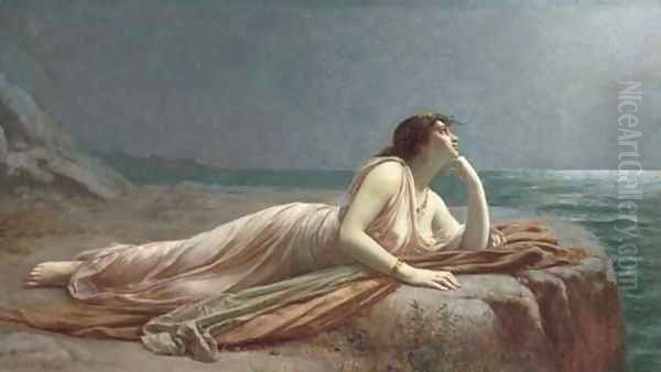 Awaiting his return Oil Painting by Auguste Raynaud