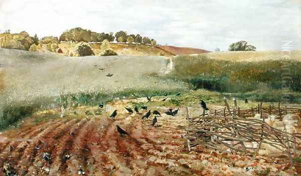 The Rooks Parliament, 1858 Oil Painting by John Samuel Raven