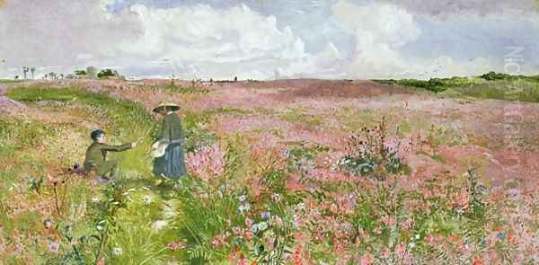 Sanfoin in Bloom view near Cobham, Kent Oil Painting by John Samuel Raven