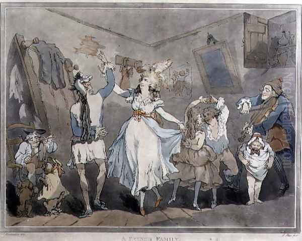 A French Family, engraved by Samuel Alken 1756-1823, 1785 Oil Painting by Thomas Rowlandson