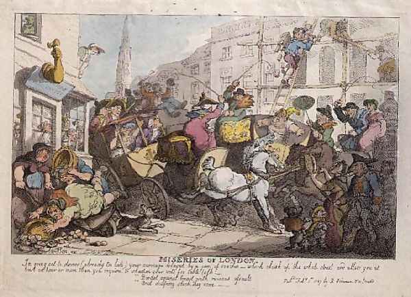 Miseries of London Breast against breast with ruinous assault and deadly shock they come, pub. by Ackermann, 1807 Oil Painting by Thomas Rowlandson