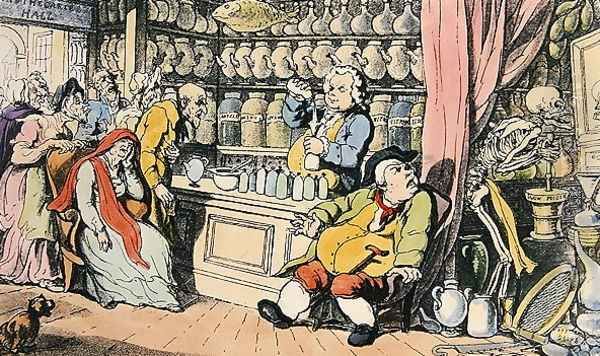 Death and the Apothecary or The Quack Doctor, illustration from The English Dance of Death, published by R. Ackermann, London 1815-17 Oil Painting by Thomas Rowlandson