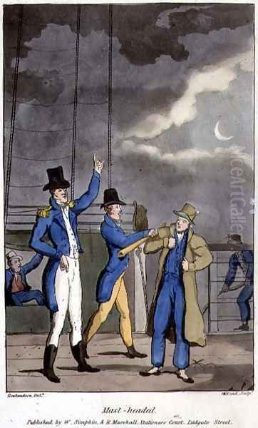 Mast-Headed, plate from The Adventures of Johnny Newcome in the Navy by John Mitford 1782-1831 engraved by W. Read, 1818 Oil Painting by Thomas Rowlandson