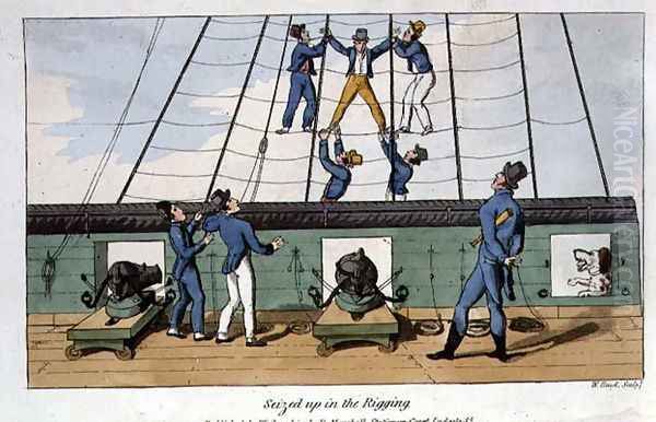 Seized up in the Rigging, plate from The Adventures of Johnny Newcome in the Navy by John Mitford 1782-1831 engraved by W. Read, 1818 Oil Painting by Thomas Rowlandson