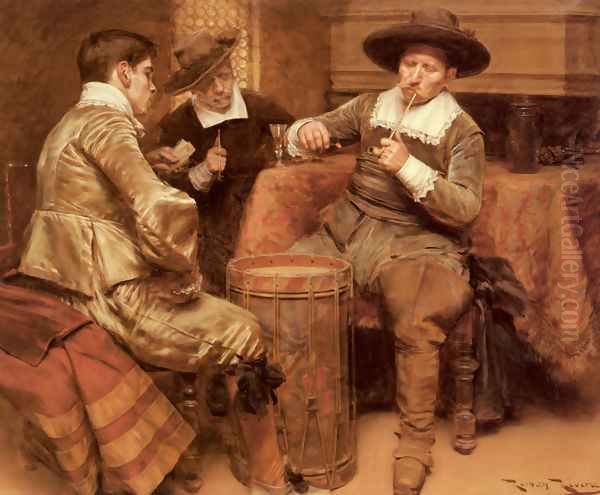 Partida De Cartas Oil Painting by Roman Ribera