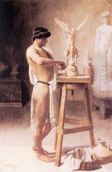 In the Sculptor's Studio Oil Painting by Christian Meyer Ross