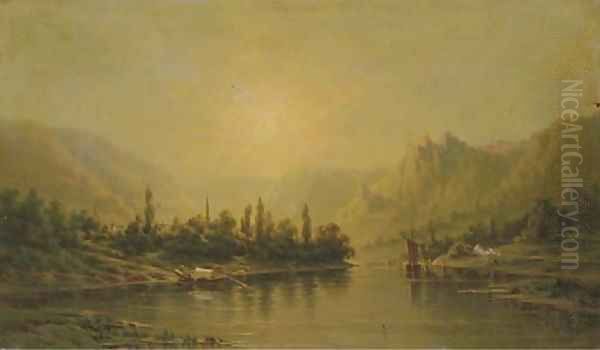 Boating at Dusk Oil Painting by Frederick Debourg Richards