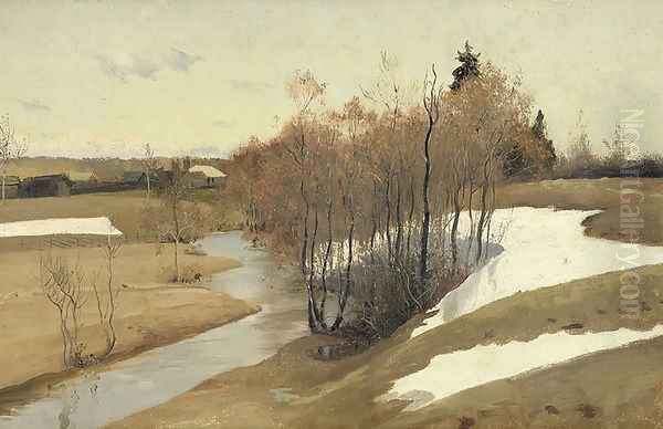 River Kordonka Oil Painting by Andrei Petrovich Ryabushkin