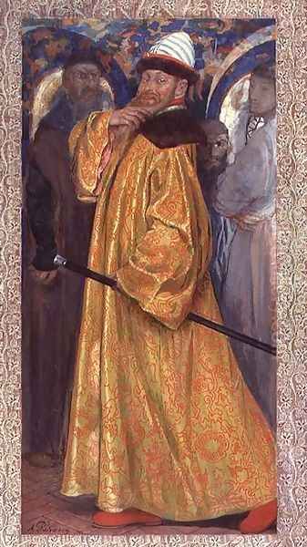 Granted the Tsars Fur Coat, 1902 Oil Painting by Andrei Petrovich Ryabushkin