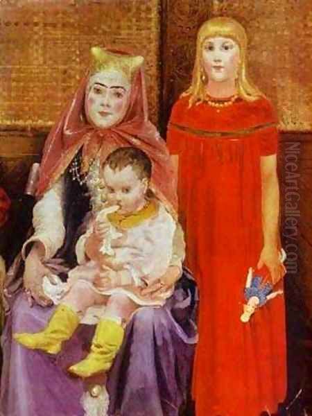 A Merchant Family In The XVII Century Detail 2 1896 Oil Painting by Andrei Petrovich Ryabushkin