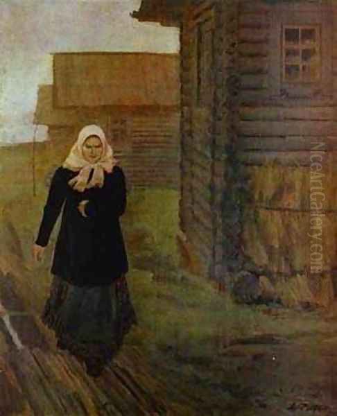 In A Village Going To Liturgy 1903 Oil Painting by Andrei Petrovich Ryabushkin