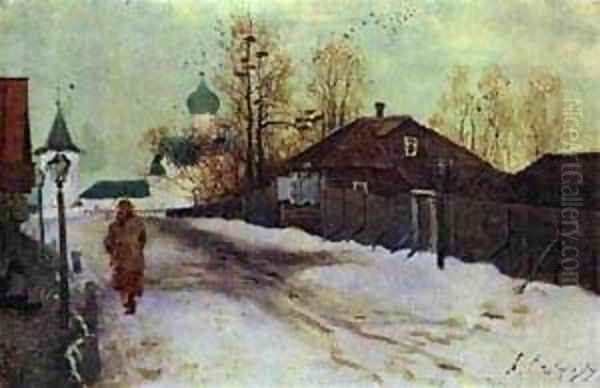 Mikhailovsky Street In Novgorod 1899 Oil Painting by Andrei Petrovich Ryabushkin