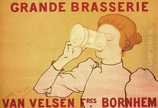 Reproduction of a poster advertising the Grande Brasserie Van Velsen, 1894 Oil Painting by Armand Rassenfosse