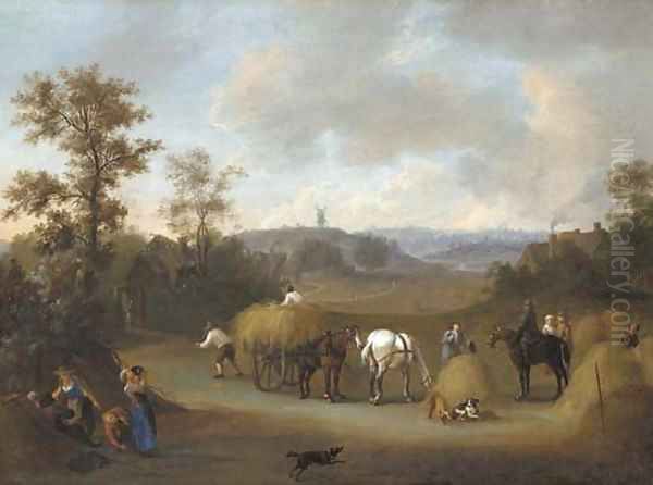 Haymaking Oil Painting by James Ross