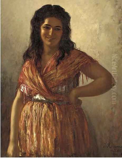 A Spanish beauty Oil Painting by Jules James Rougeron