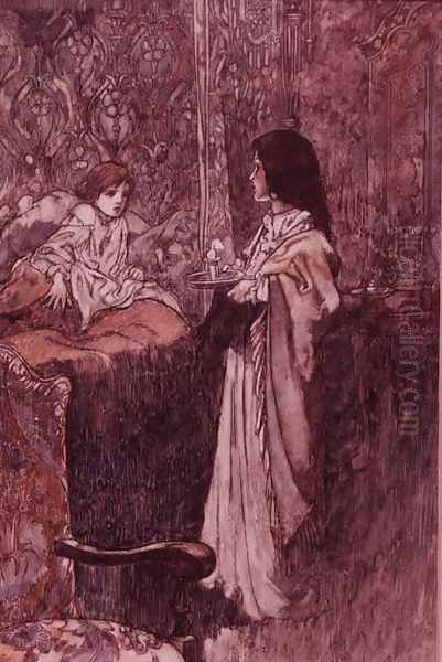 Children Talking at Night, 1911 Oil Painting by Charles Robinson