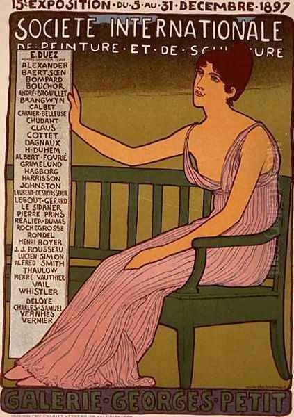 Reproduction of a poster advertising the Georges Petit Gallery, Paris, 1897 Oil Painting by Maurice Realier-Dumas