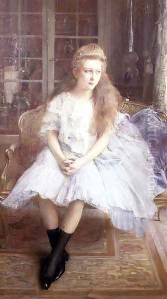 Portrait of a Young Girl Oil Painting by Henri Royer