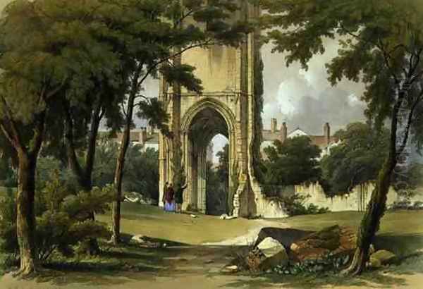 Grey Friars, Richmond, view of the Tower, from The Monastic Ruins of Yorkshire, engraved by George Hawkins 1819-52, 1842 Oil Painting by William Richardson