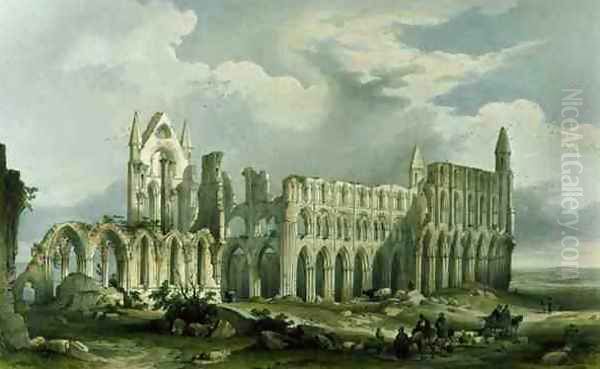 Whitby Abbey from the South West, from The Monastic Ruins of Yorkshire, engraved by George Hawkins 1819-52, 1842 Oil Painting by William Richardson