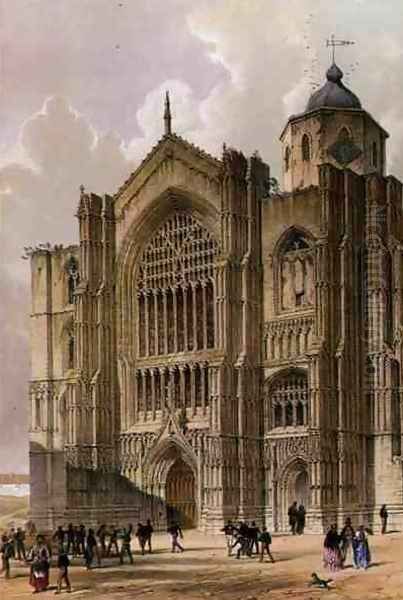 Bridlington Priory, the West Front, from The Monastic Ruins of Yorkshire, engraved by George Hawkins 1819-52, 1842 Oil Painting by William Richardson