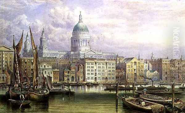 St. Pauls From Bankside Oil Painting by William Richardson