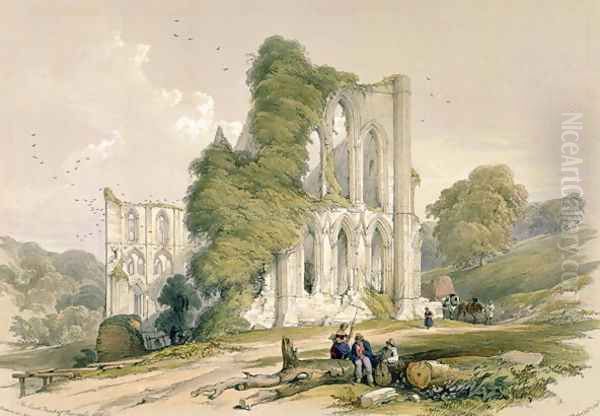 Rievaulx Abbey, from the East Front, from The Monastic Ruins of Yorkshire, engraved by George Hawkins 1819-52, 1843 Oil Painting by William Richardson