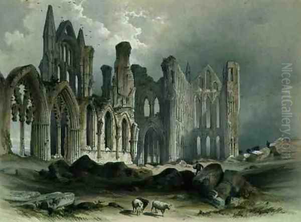 Whitby Abbey from the North-East, from The Monastic Ruins of Yorkshire, engraved by George Hawkins 1819-52, 1843 Oil Painting by William Richardson