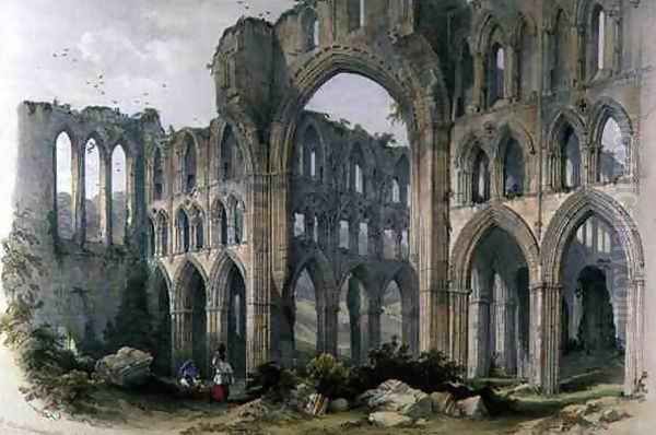 Rievaulx Abbey, the Transept and Choir, from The Monastic Ruins of Yorkshire, engraved by George Hawkins 1819-52, 1843 Oil Painting by William Richardson