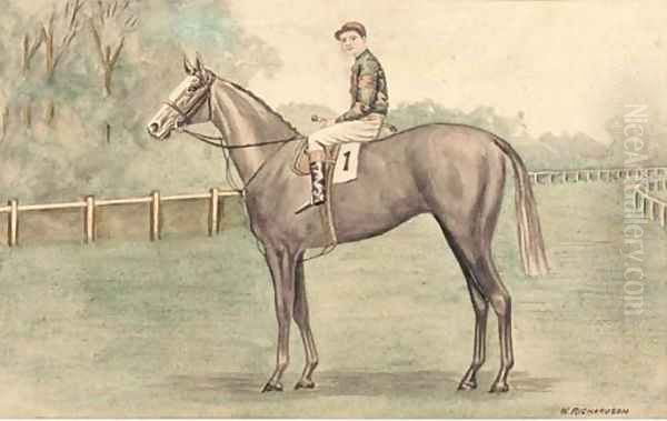 A racehorse with jockey up Oil Painting by William Richardson