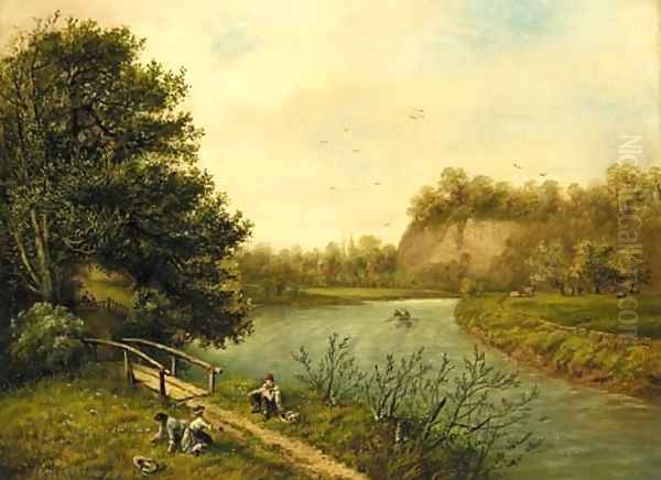 By the river Oil Painting by William Richardson