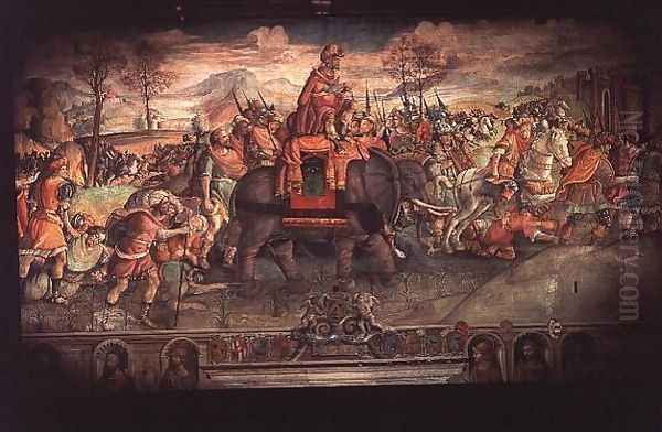 Hannibal Crossing the Alps Oil Painting by Jacopo Ripanda