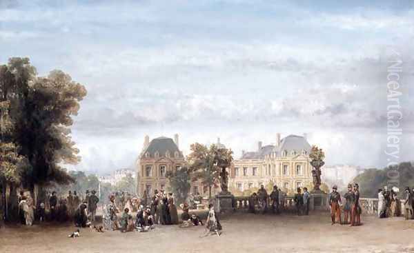 The Luxembourg Gardens, 1849 Oil Painting by Charles Rochussen