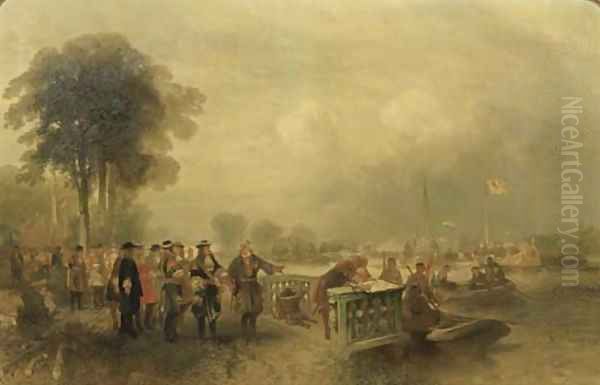 Stadholder William III inspecting the troups at Hinderschans Oil Painting by Charles Rochussen