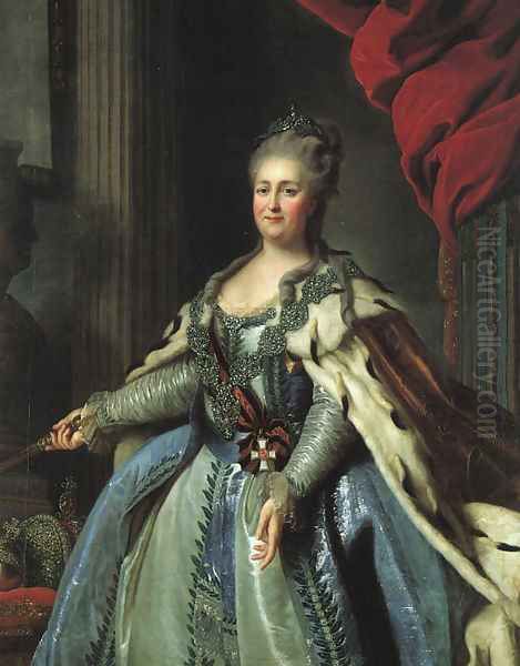 Portrait of Catherine II, 1770 Oil Painting by Fedor Rokotov