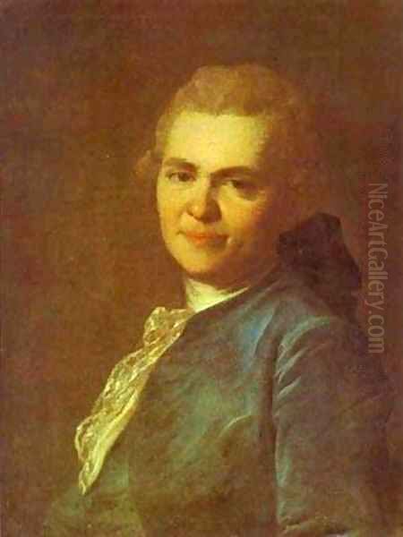 Portrait Of Unknown Man In A Blue Caftan 1770s Oil Painting by Fedor Rokotov