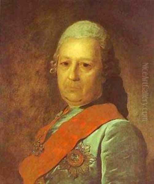 Portrait Of A M Obreskov 1777 Oil Painting by Fedor Rokotov