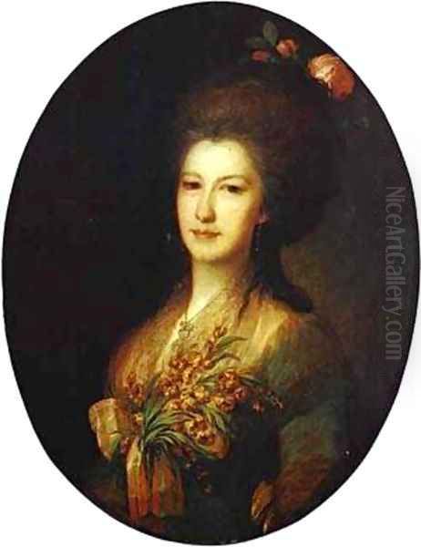 Portrait Of Countess Elizaveta Santi 1785 Oil Painting by Fedor Rokotov