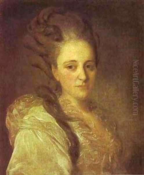 Portrait Of V A Obreskova 1777 Oil Painting by Fedor Rokotov