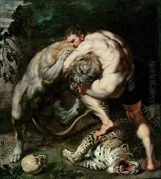 Hercules Fighting the Nemean Lion Oil Painting by Peter Paul Rubens