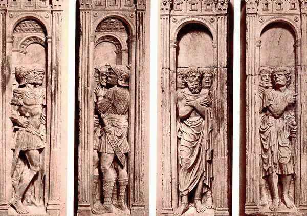 Four reliefs with the trials of Saint Paul Oil Painting by Paolo Romano