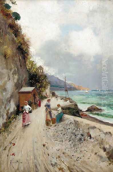 The coast road to Sorrento Oil Painting by Oscar Ricciardi